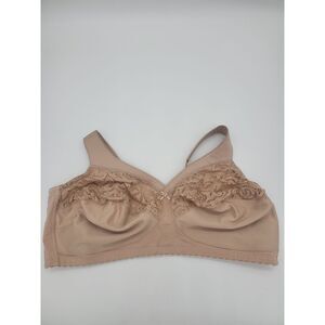 Glamorise Bra 46F Womens Full Coverage Wire Free Tan Adjustable Straps Plus Size